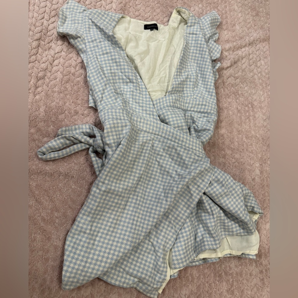 Majorelle Blue Houndstooth Mini Wrap Dress